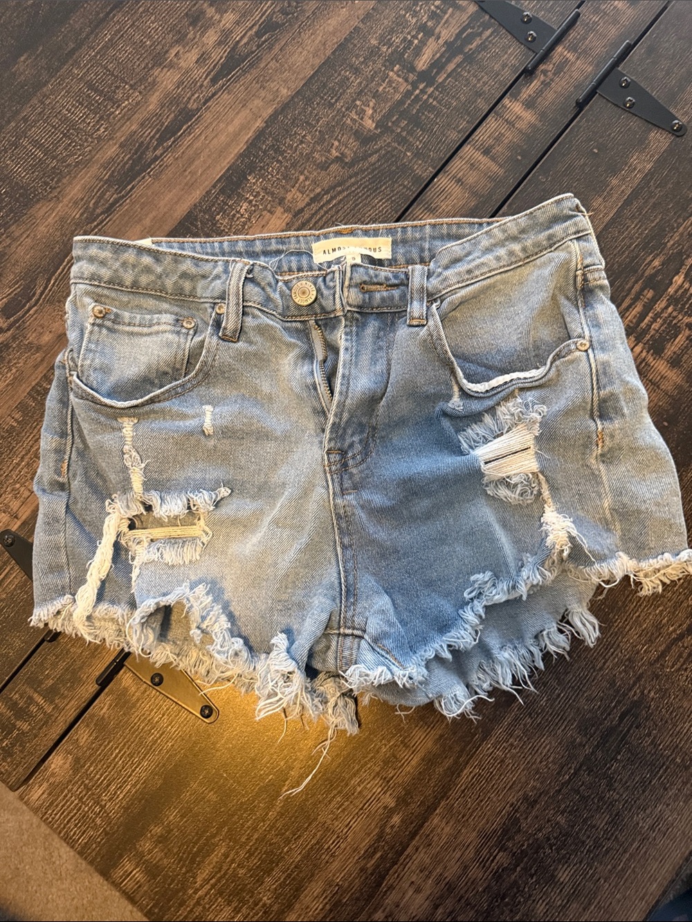 Almost Famous Light Blue Distressed Denim Shorts size 5